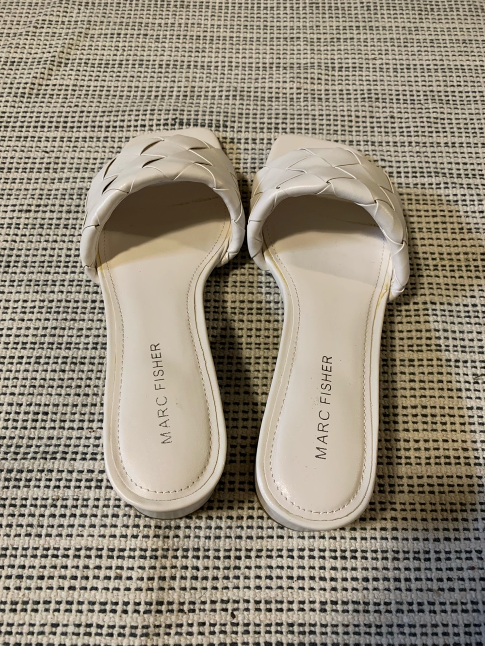 Marc Fisher Casper (Casara) White Braided Heeled Slide Sandals size 6.5 NWOT